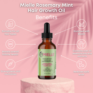 Hair Growth Essential Oil Rosemary Mint Hair Strengthening Oil Nourishing Treatment for Split Ends and Dry Mielle Organics Hair