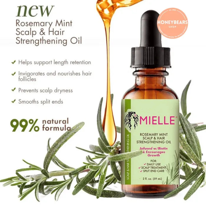 Hair Growth Essential Oil Rosemary Mint Hair Strengthening Oil Nourishing Treatment for Split Ends and Dry Mielle Organics Hair