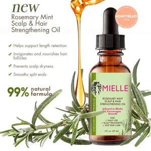 Hair Growth Essential Oil Rosemary Mint Hair Strengthening Oil Nourishing Treatment for Split Ends and Dry Mielle Organics Hair