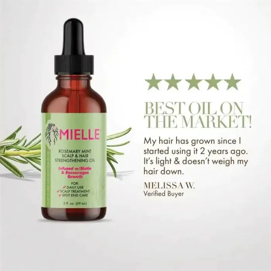 Hair Growth Essential Oil Rosemary Mint Hair Strengthening Oil Nourishing Treatment for Split Ends and Dry Mielle Organics Hair